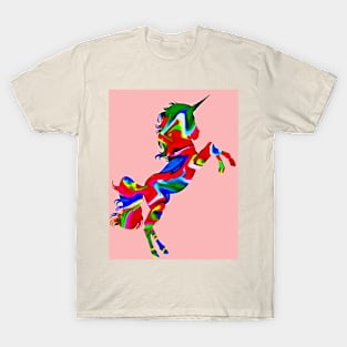 Watercolor unicorn-Pink T-Shirt